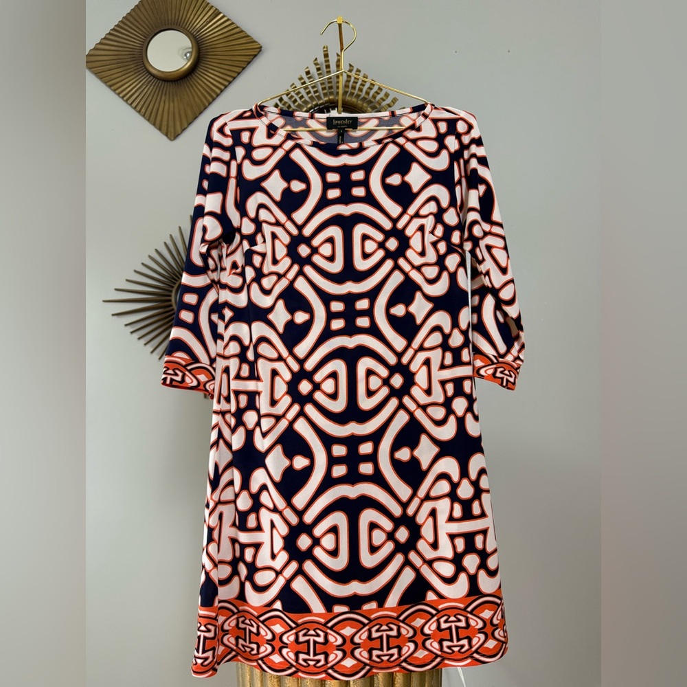 Laundry by Design Long Sleeve Dress in Navy and Orange